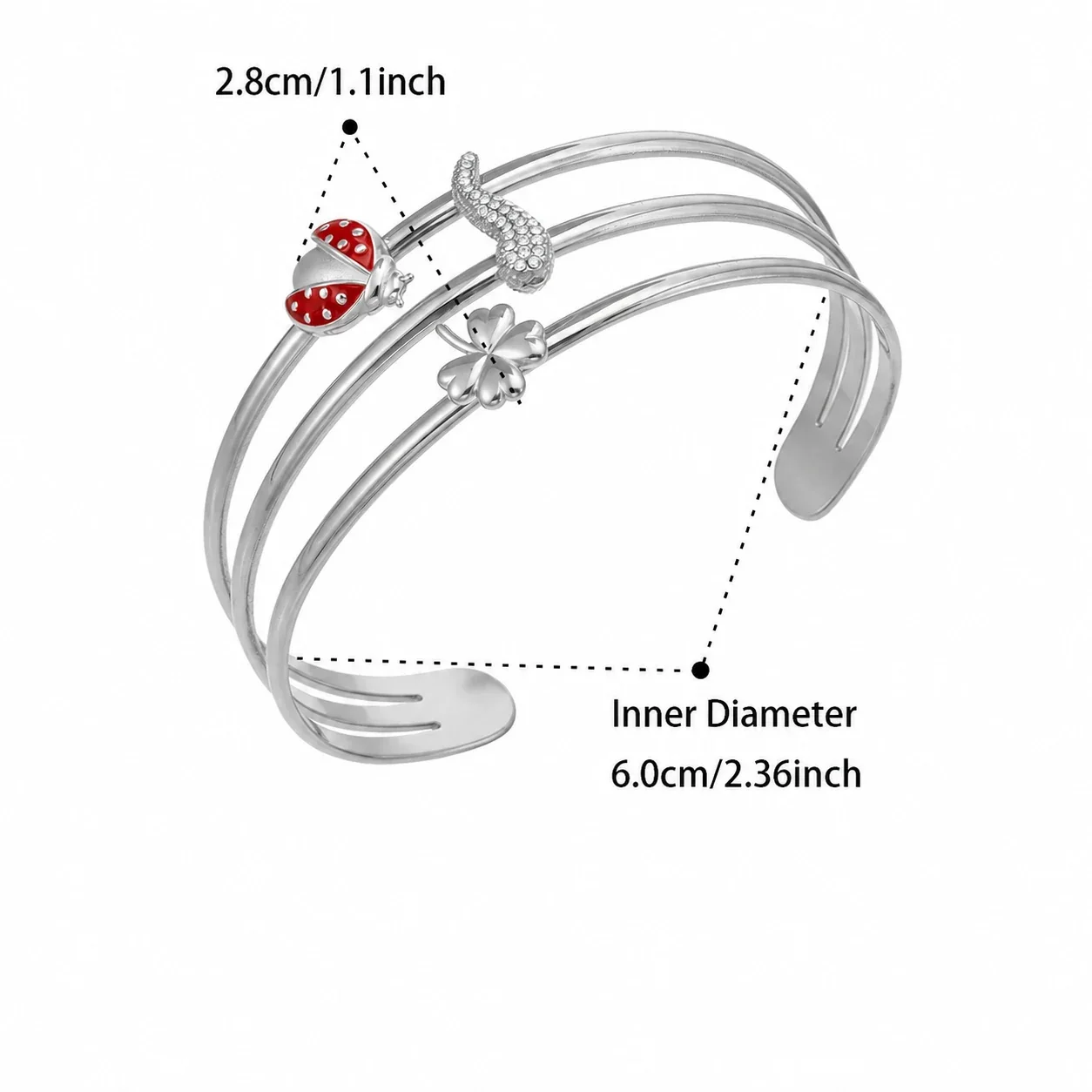 Celestial 316L Stainless Steel Crescent Star Open Cuff - Gold Chili CZ