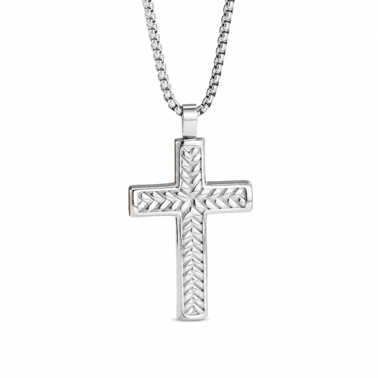 Bold 316 Stainless Steel Braided Cross Pendant Necklace