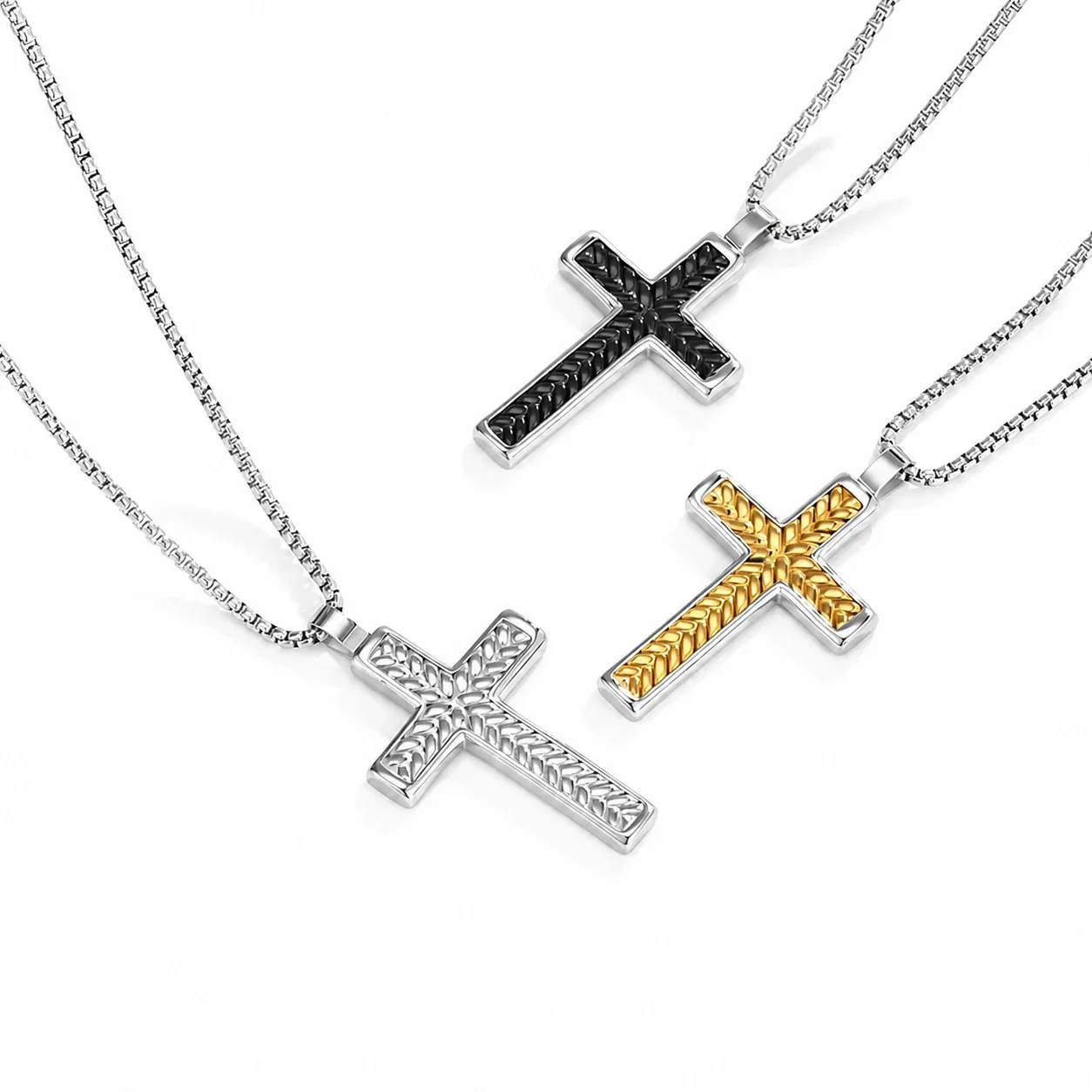 Bold 316 Stainless Steel Braided Cross Pendant Necklace