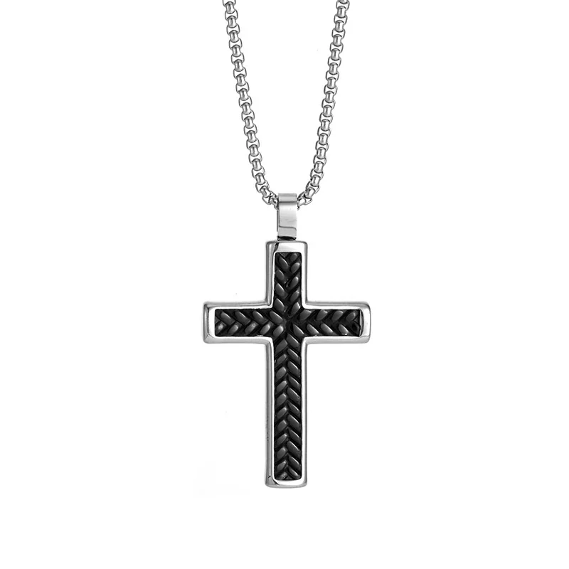 Bold 316 Stainless Steel Braided Cross Pendant Necklace