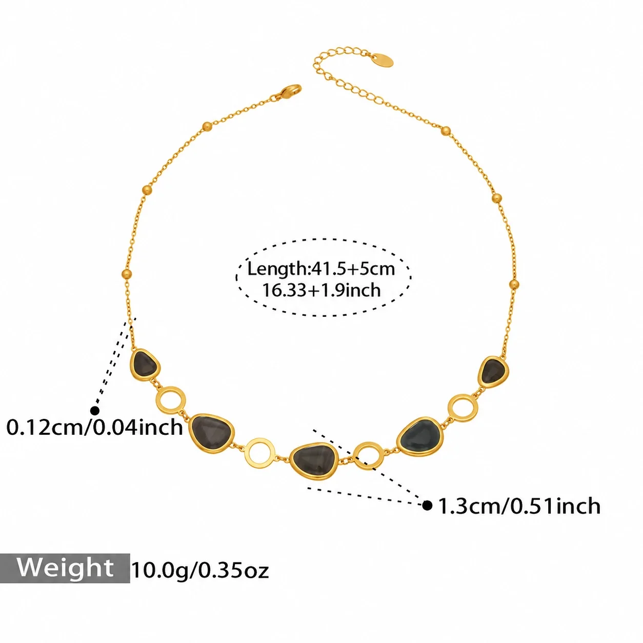 Foto del producto: Set de joyería de cabujones de vidrio y eslabones circulares chapado en oro de 18K