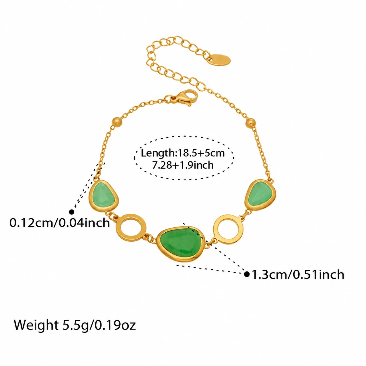 Foto del producto: Set de joyería de cabujones de vidrio y eslabones circulares chapado en oro de 18K