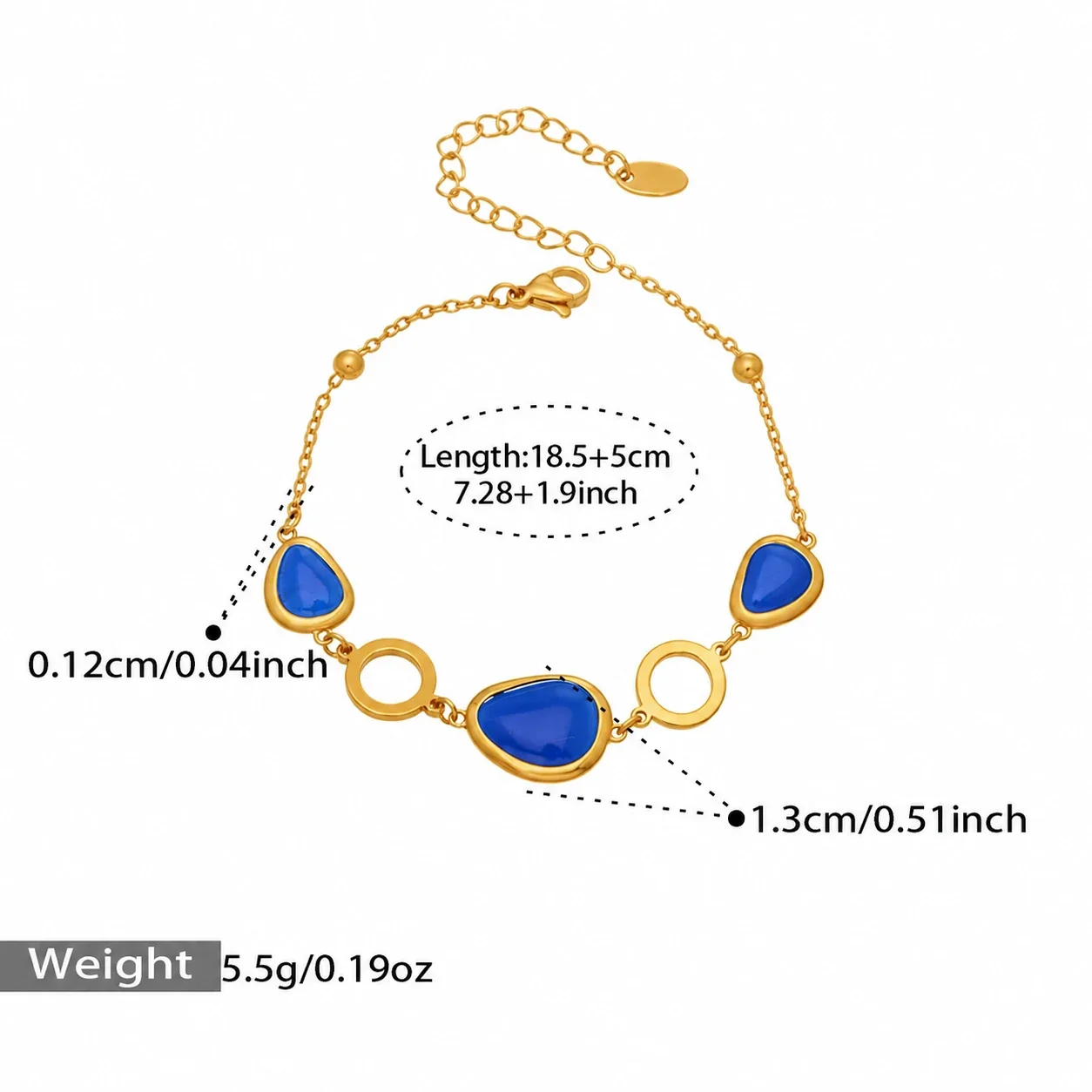 Foto del producto: Set de joyería de cabujones de vidrio y eslabones circulares chapado en oro de 18K