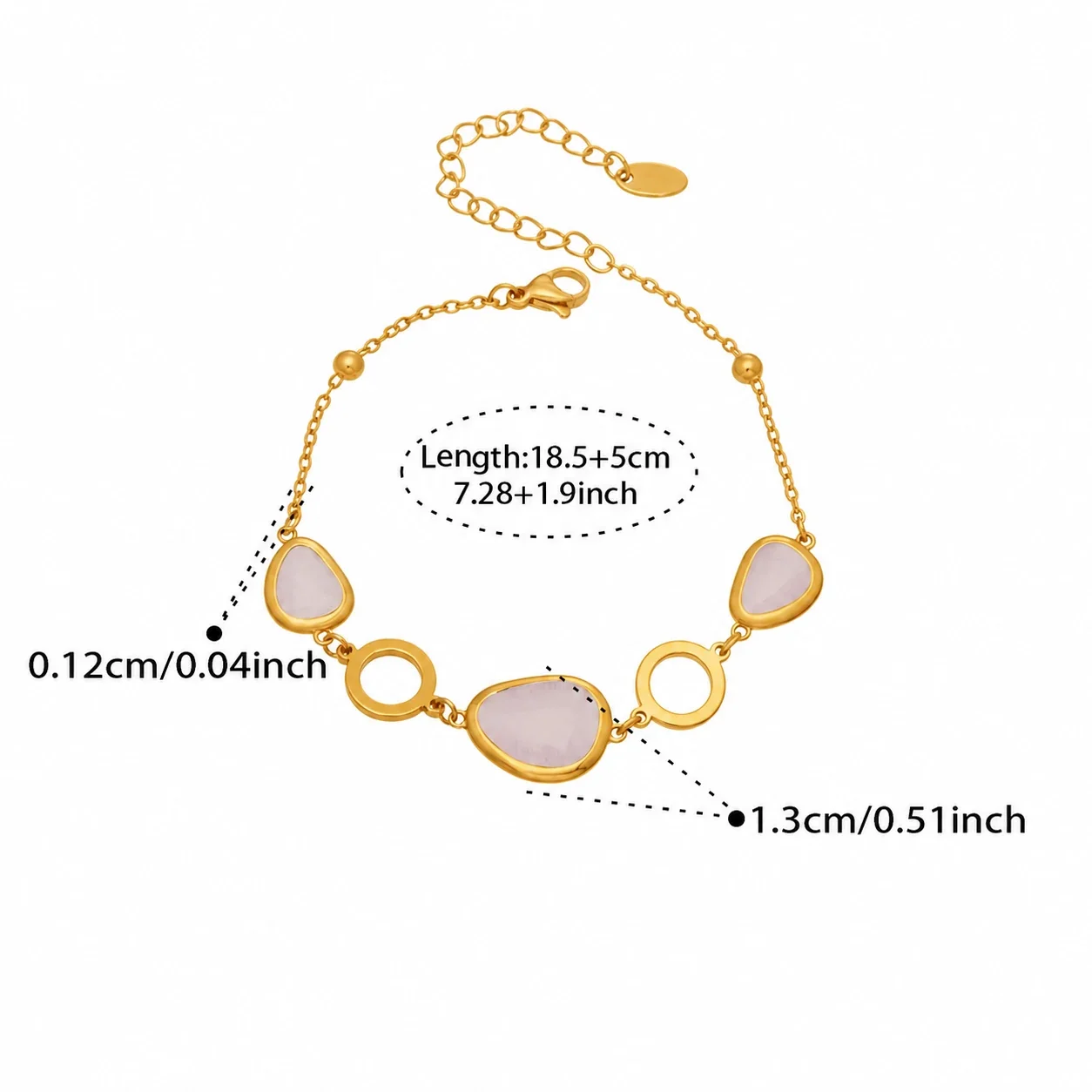Foto del producto: Set de joyería de cabujones de vidrio y eslabones circulares chapado en oro de 18K