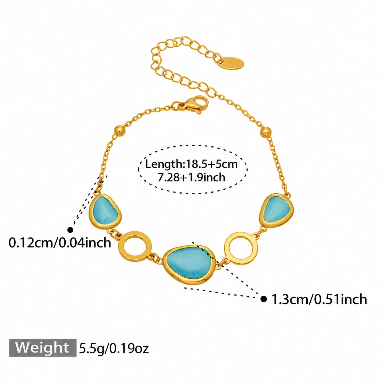 Foto del producto: Set de joyería de cabujones de vidrio y eslabones circulares chapado en oro de 18K