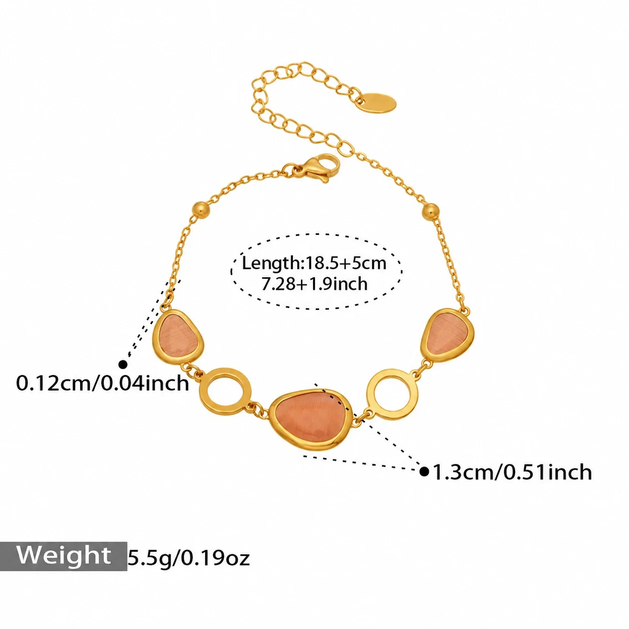 Foto del producto: Set de joyería de cabujones de vidrio y eslabones circulares chapado en oro de 18K