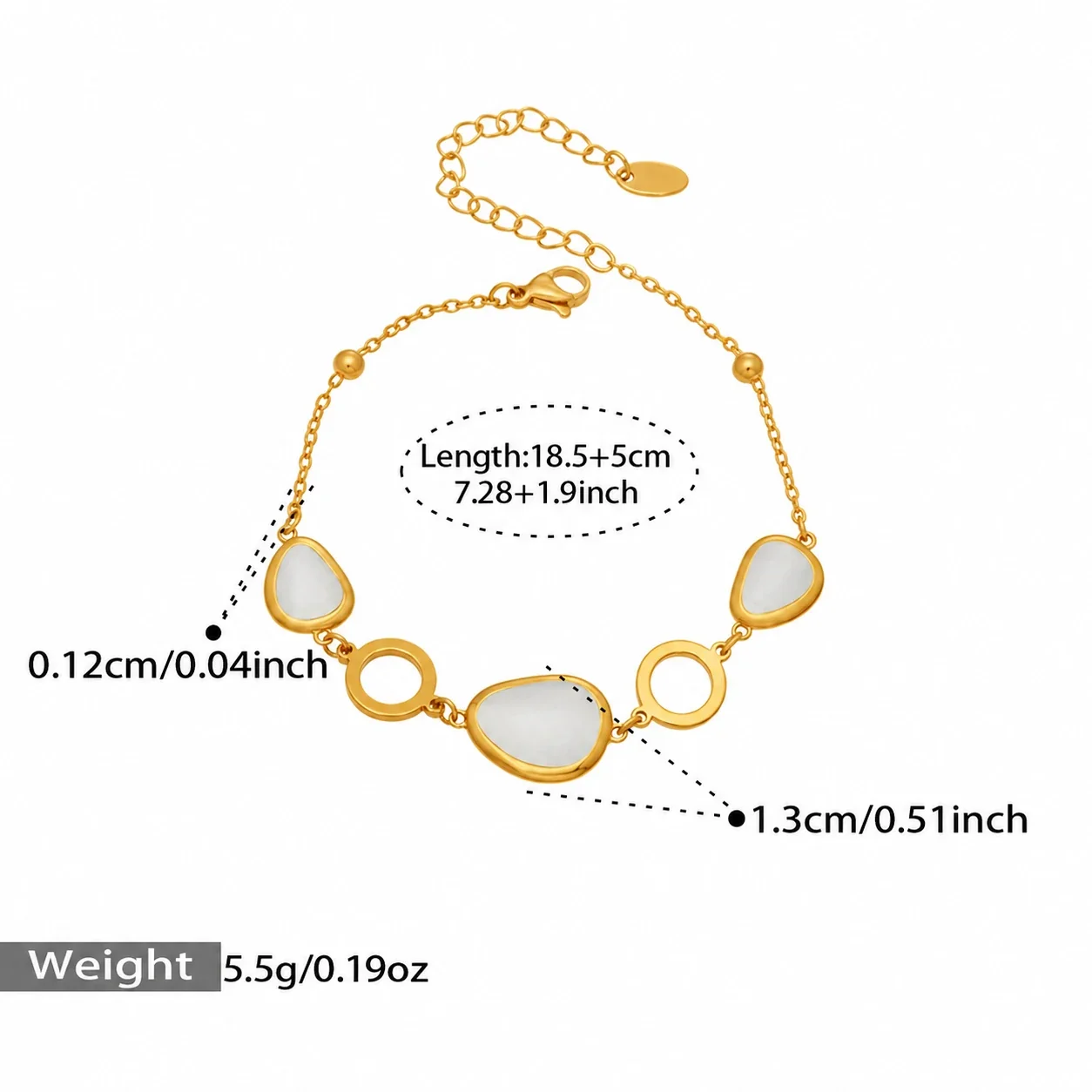 Foto del producto: Set de joyería de cabujones de vidrio y eslabones circulares chapado en oro de 18K