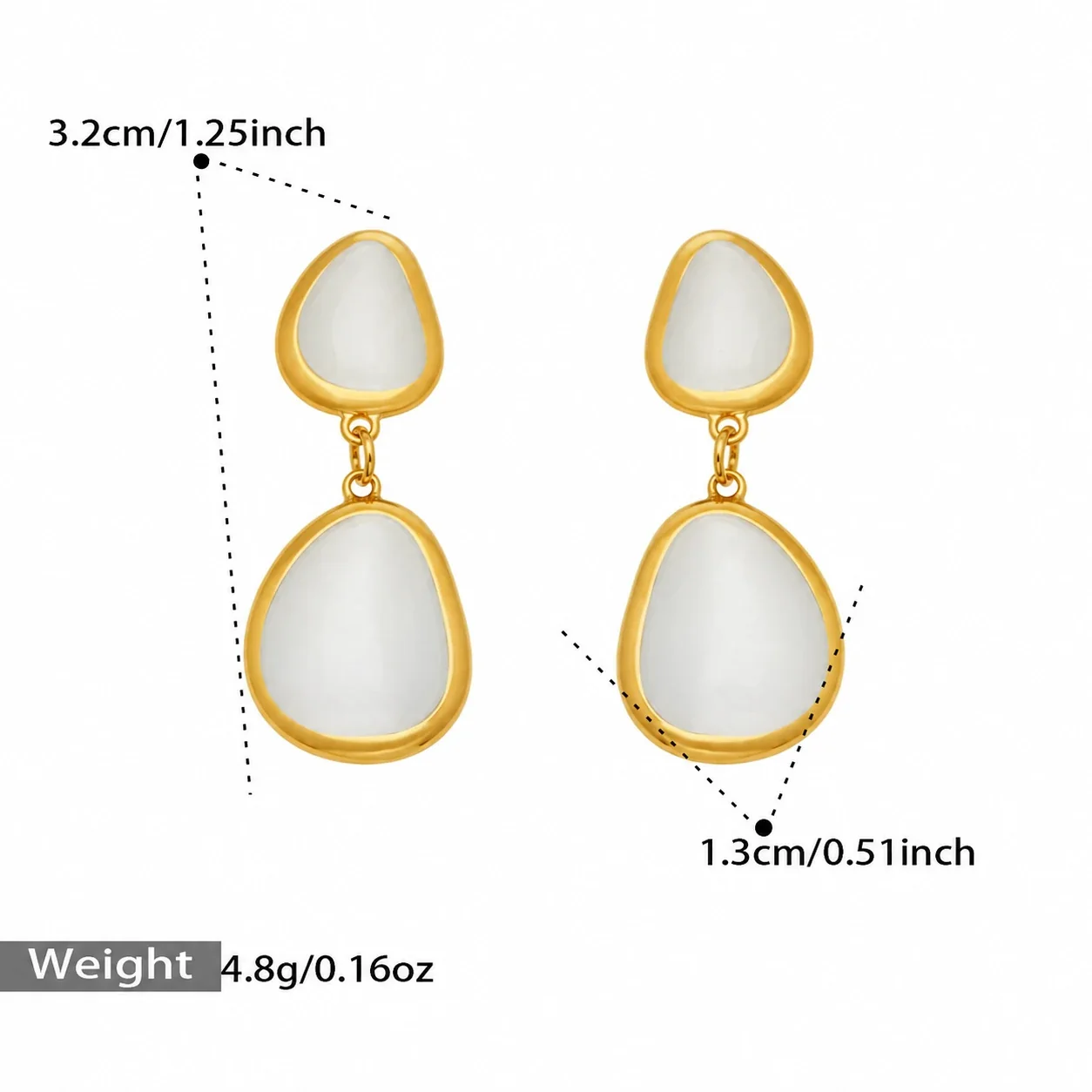 Foto del producto: Set de joyería de cabujones de vidrio y eslabones circulares chapado en oro de 18K