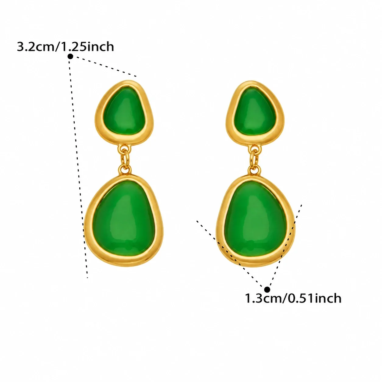 Foto del producto: Set de joyería de cabujones de vidrio y eslabones circulares chapado en oro de 18K