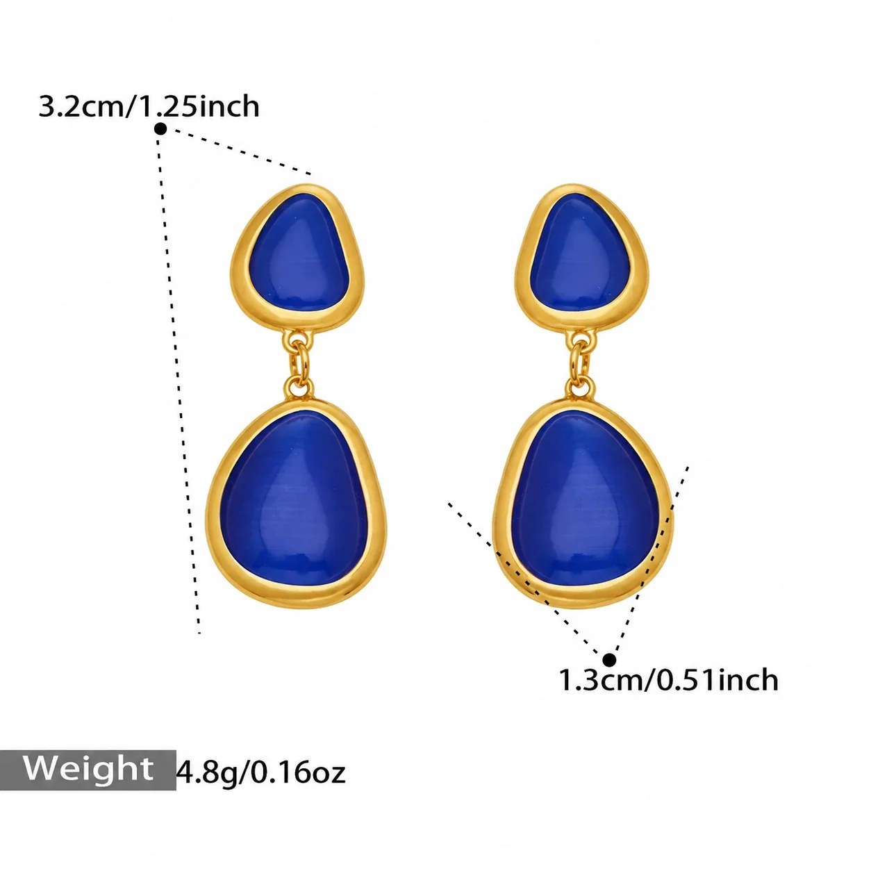 Foto del producto: Set de joyería de cabujones de vidrio y eslabones circulares chapado en oro de 18K