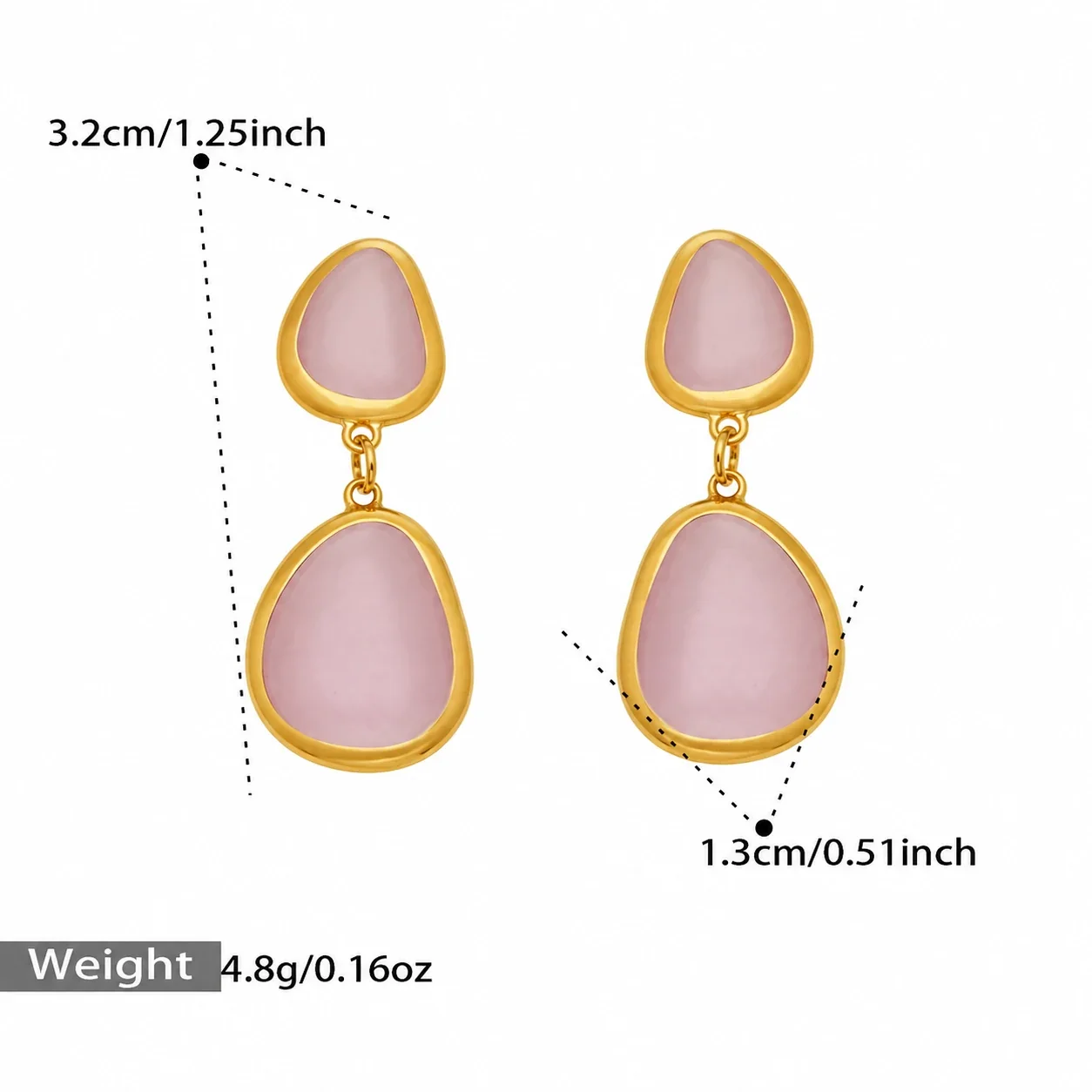 Foto del producto: Set de joyería de cabujones de vidrio y eslabones circulares chapado en oro de 18K