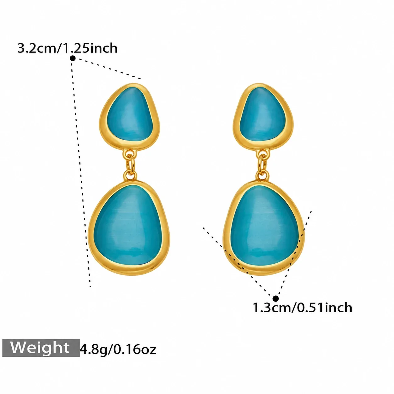 Foto del producto: Set de joyería de cabujones de vidrio y eslabones circulares chapado en oro de 18K