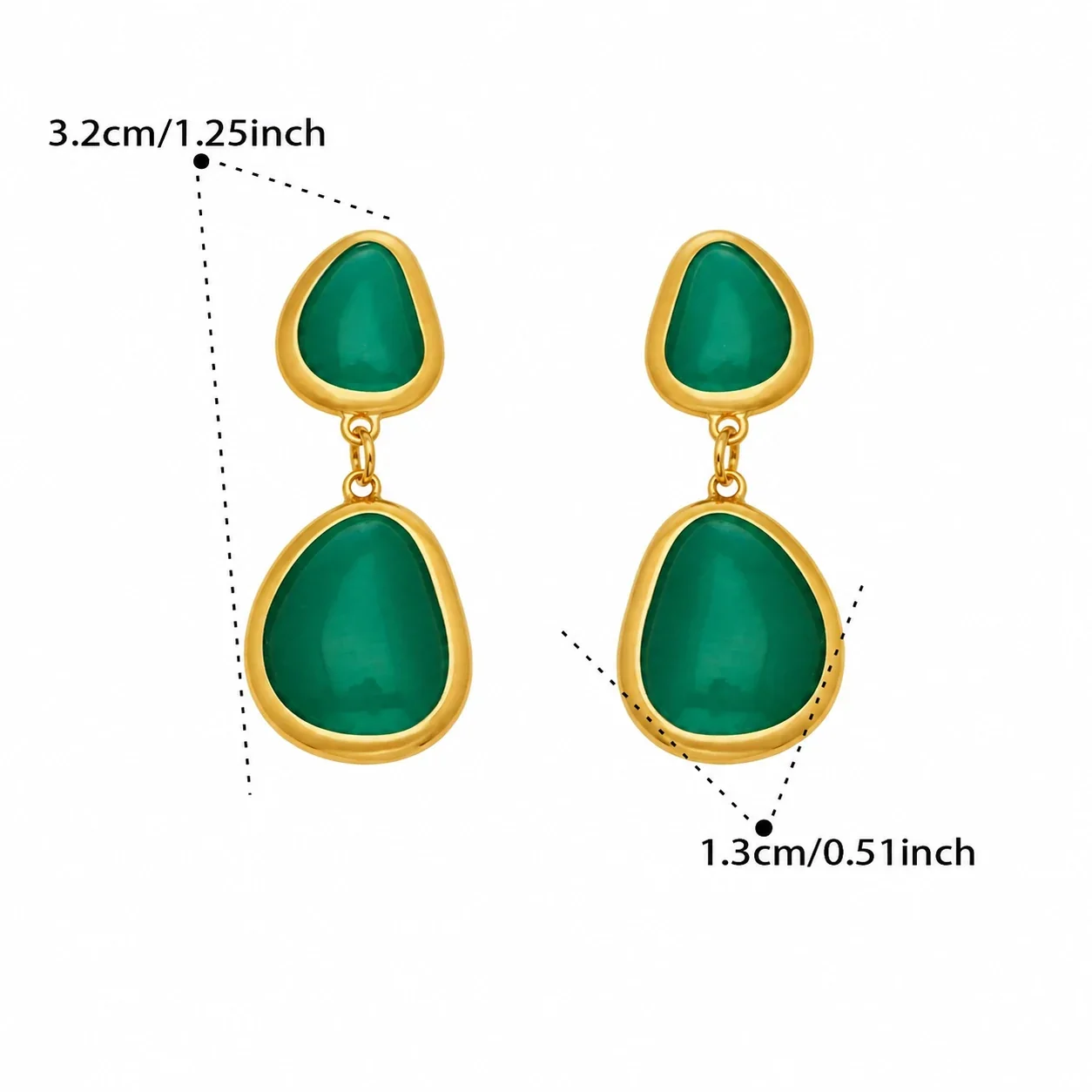 Foto del producto: Set de joyería de cabujones de vidrio y eslabones circulares chapado en oro de 18K