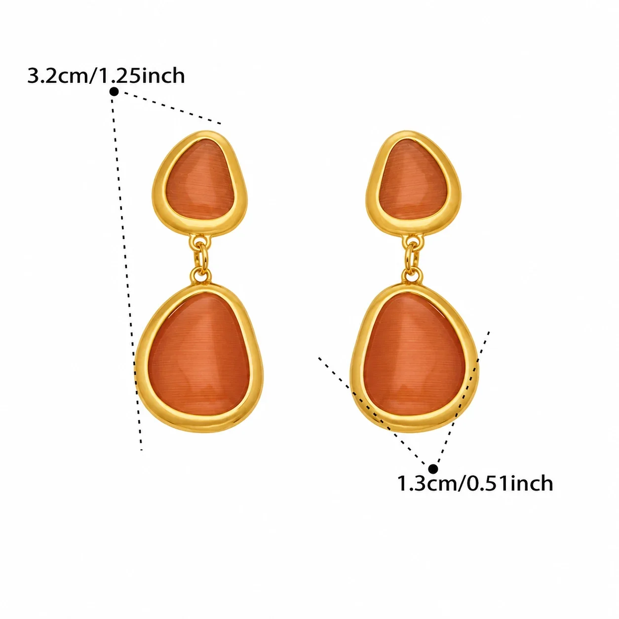 Foto del producto: Set de joyería de cabujones de vidrio y eslabones circulares chapado en oro de 18K