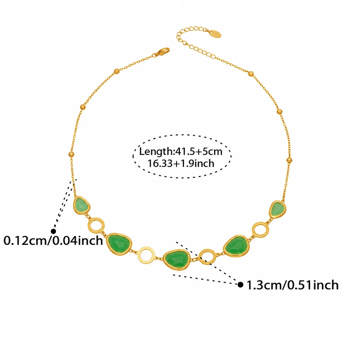 Foto del producto: Set de joyería de cabujones de vidrio y eslabones circulares chapado en oro de 18K