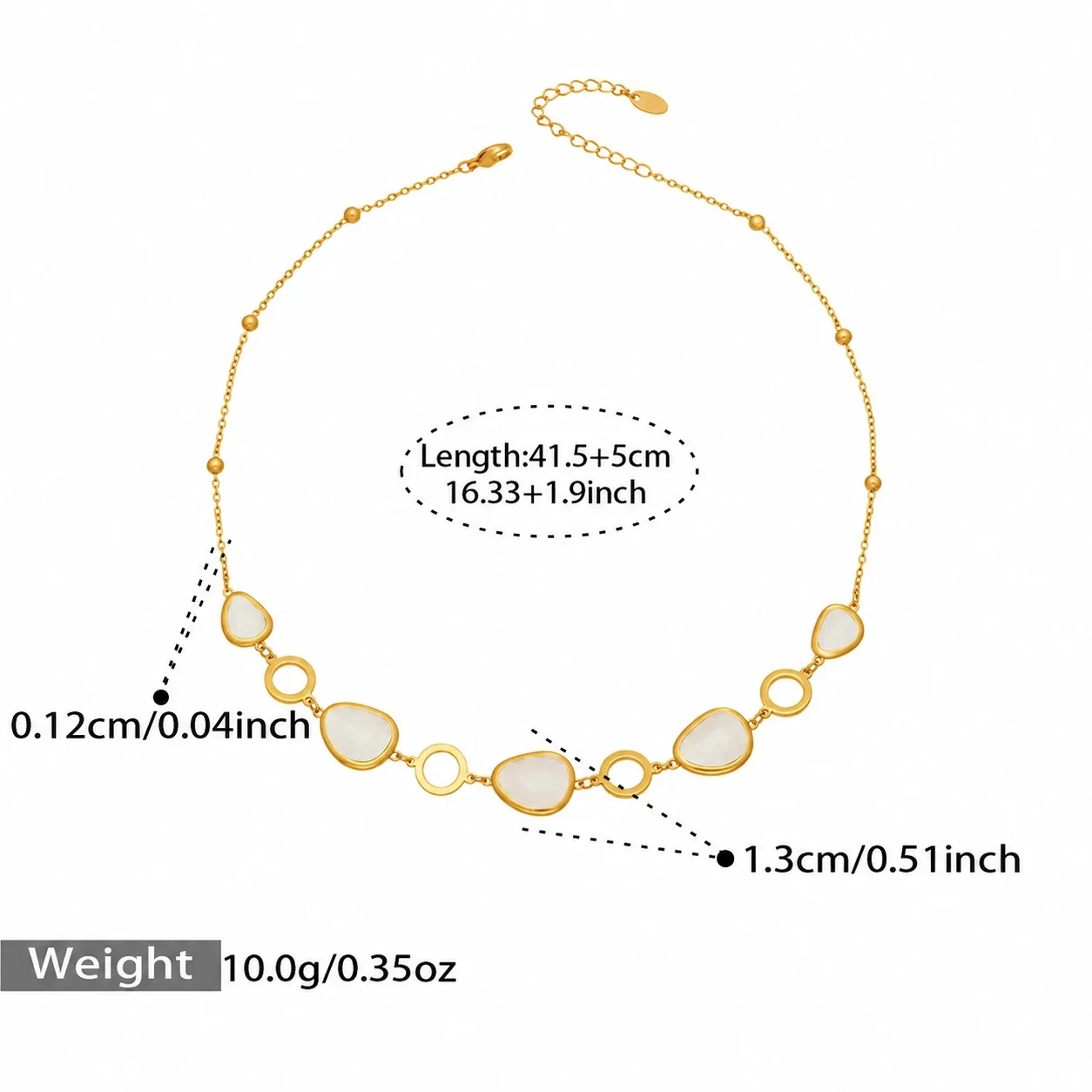 Foto del producto: Set de joyería de cabujones de vidrio y eslabones circulares chapado en oro de 18K