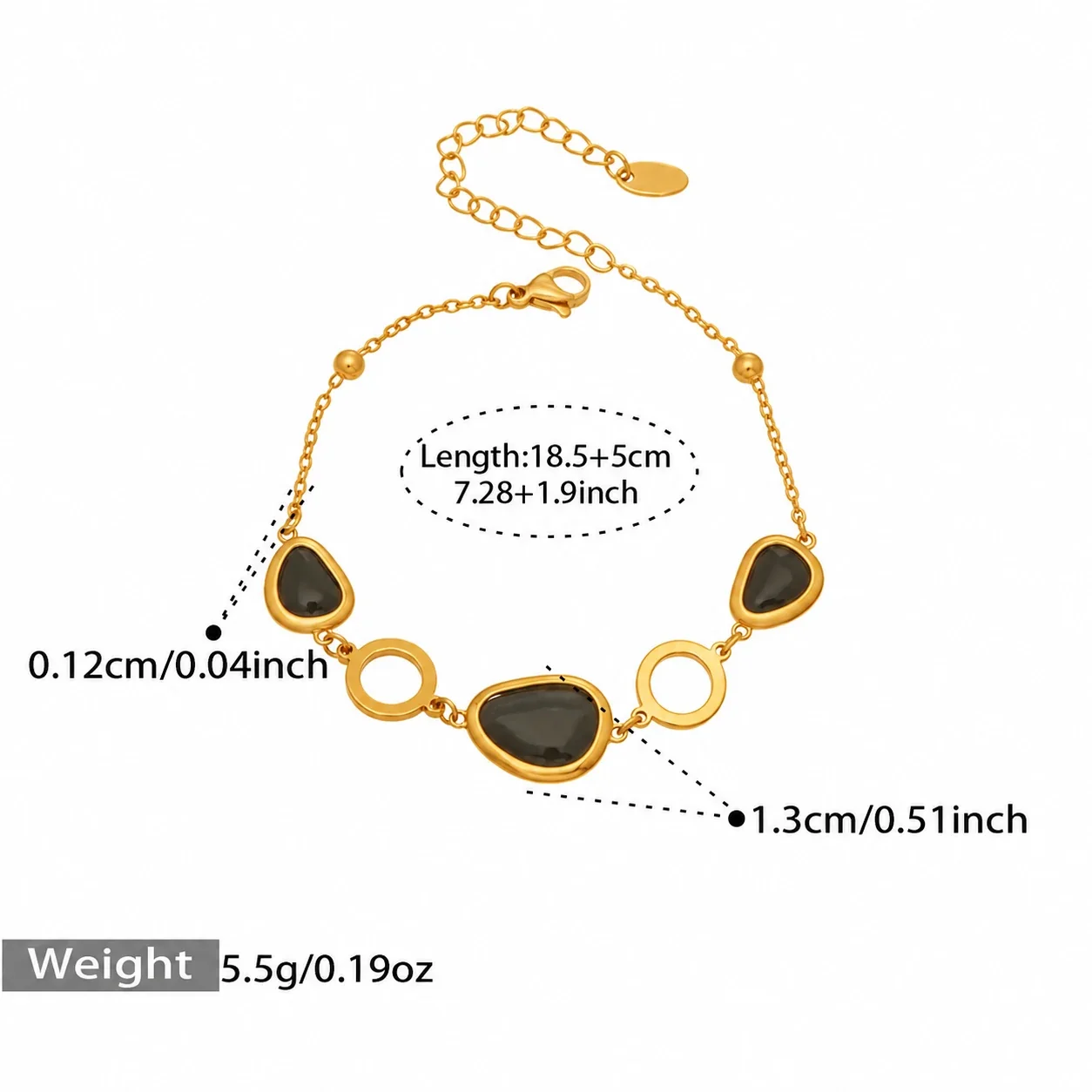 Foto del producto: Set de joyería de cabujones de vidrio y eslabones circulares chapado en oro de 18K