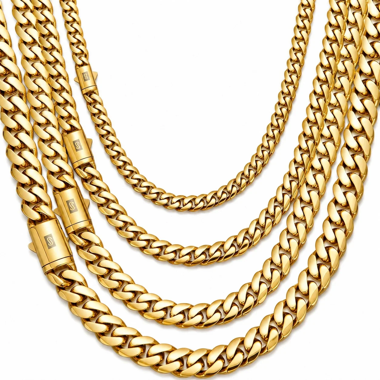 Bold Gold-Plated Stainless Steel Cuban Link Chain Bracelet
