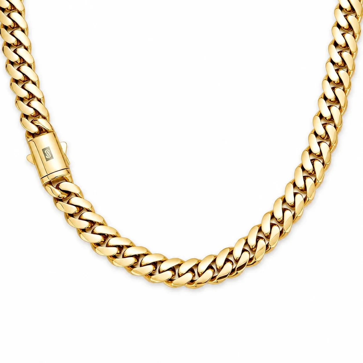 Bold Gold-Plated Stainless Steel Cuban Link Chain Bracelet