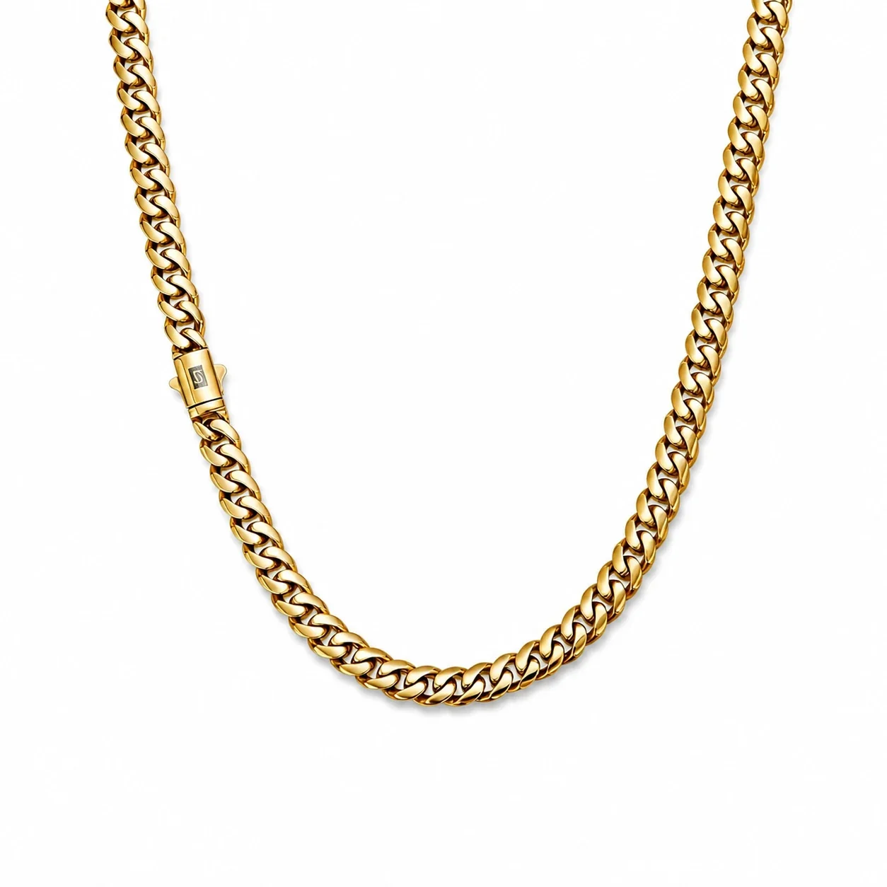 Bold Gold-Plated Stainless Steel Cuban Link Chain Bracelet - Gold mm