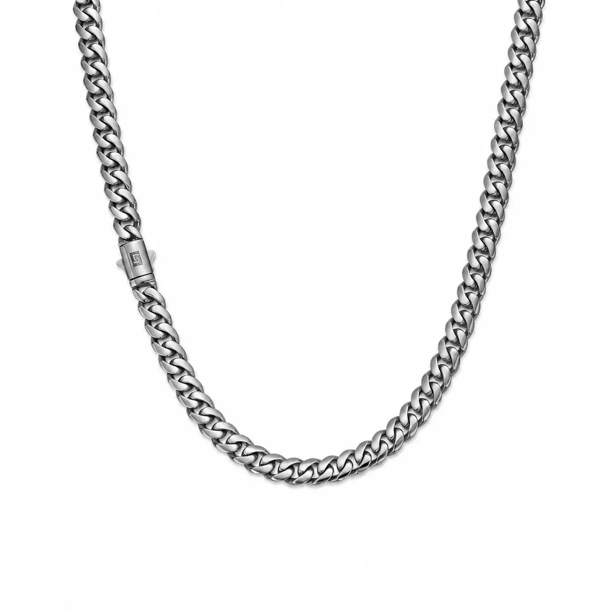 Bold Gold-Plated Stainless Steel Cuban Link Chain Bracelet - Silver mm
