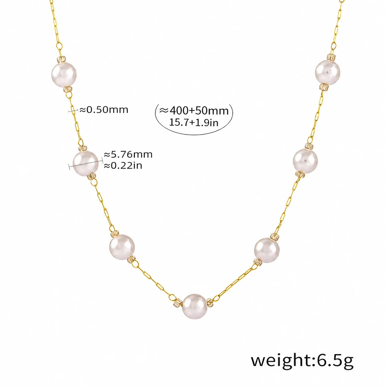 Elegant Gold-Plated Paperclip Pearl-Effect Jewelry Set - White Pearl