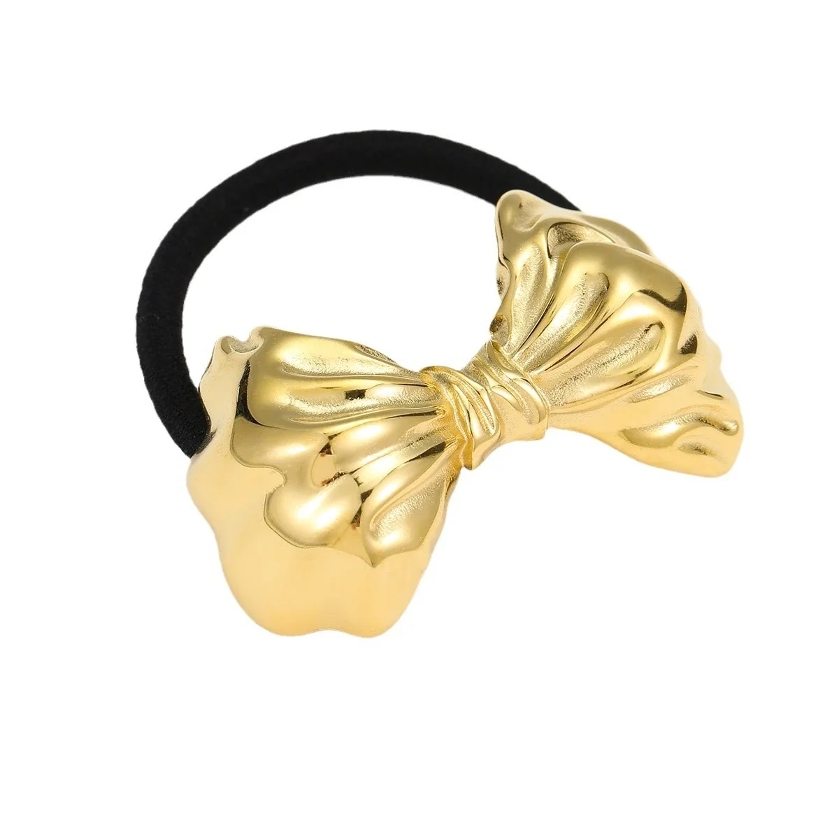 Hair Tie with Sculpted Bow and 18K Gold-Plated Steel