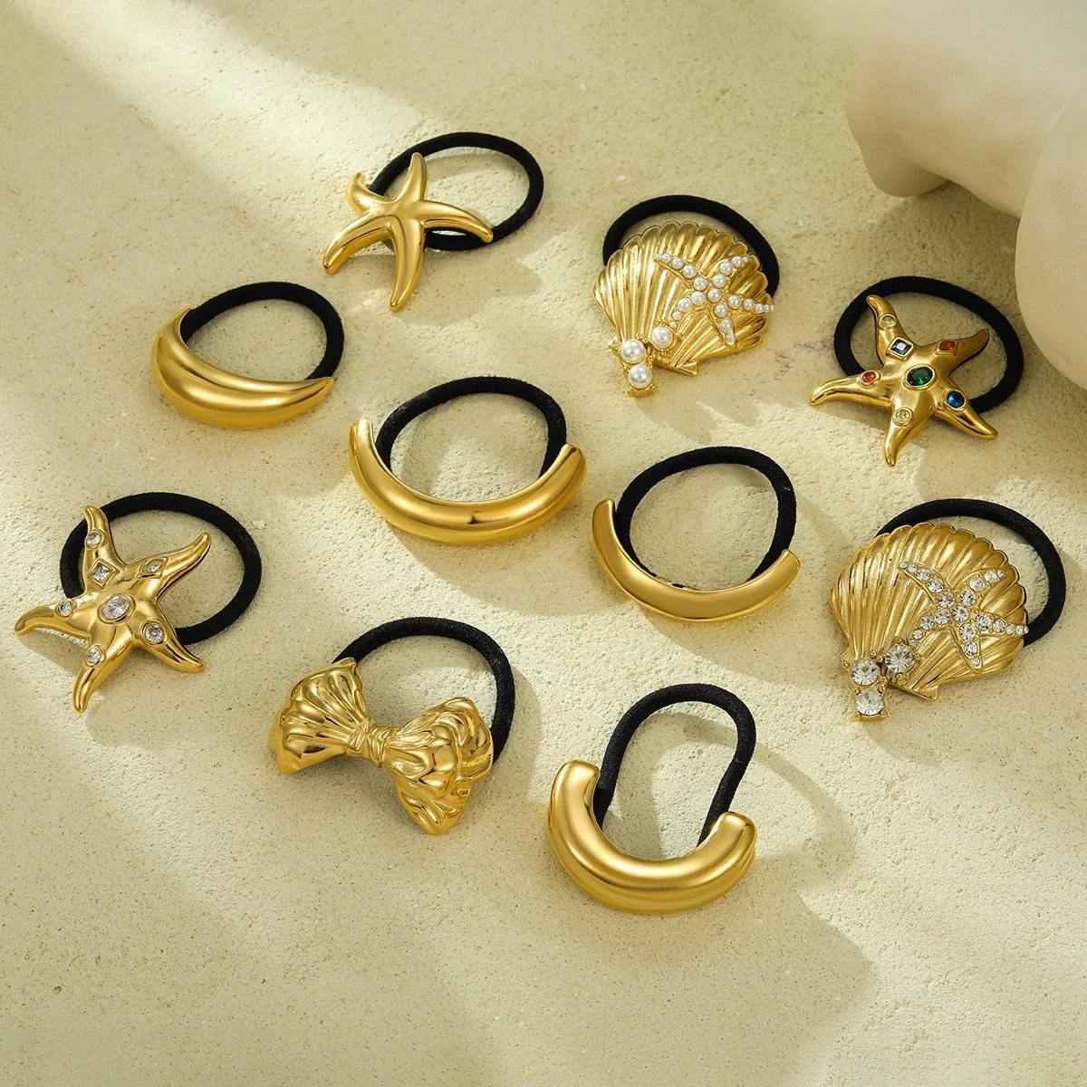 Hair Tie with Sculpted Bow and 18K Gold-Plated Steel