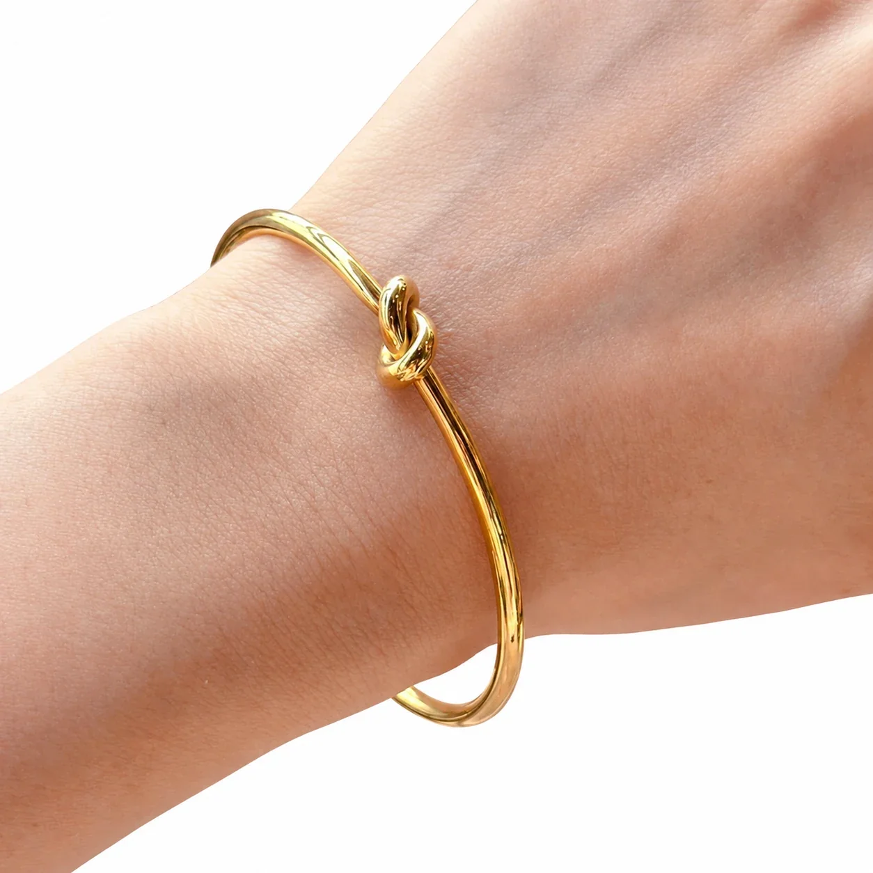 Open Double-Wire Knot Cuff Bangle, Stainless Steel