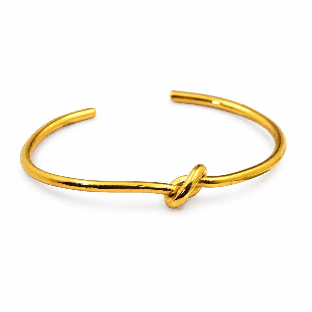 Open Double-Wire Knot Cuff Bangle, Stainless Steel - Gold