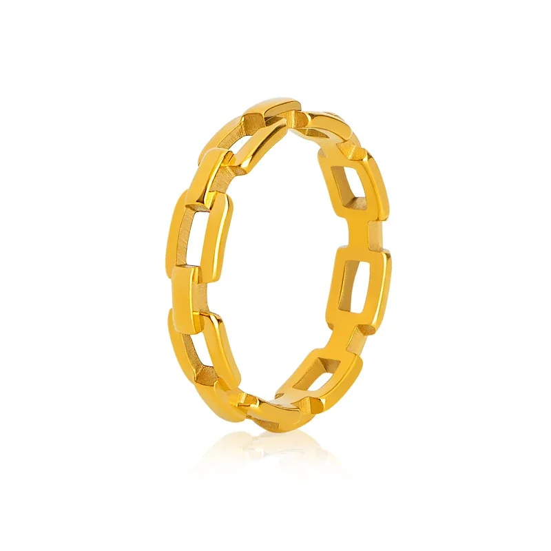 Architectural Gold-Plated Stainless Steel Link Band Ring