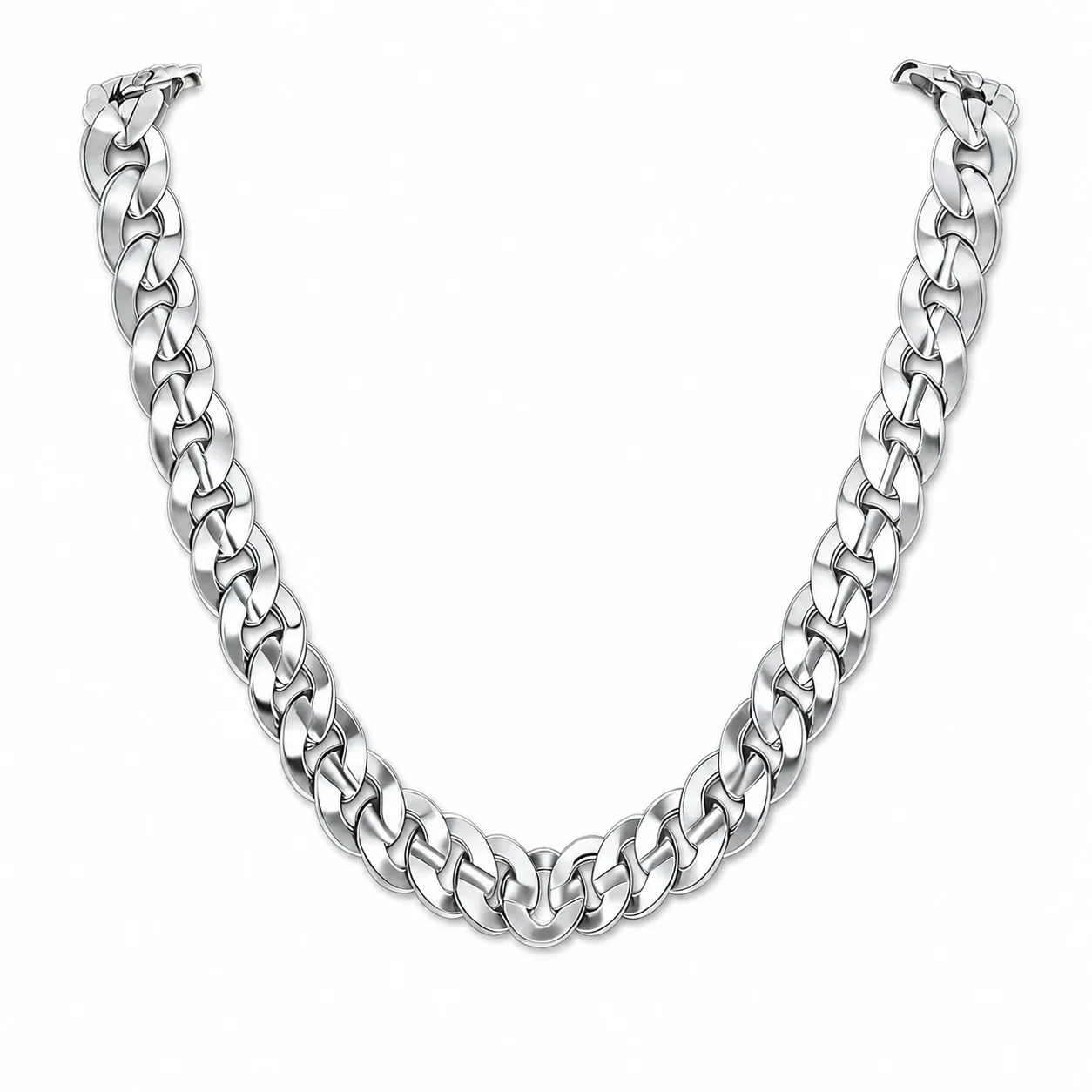Bold Gold-Plated Flat Cuban Link Stainless Steel Chain Necklace