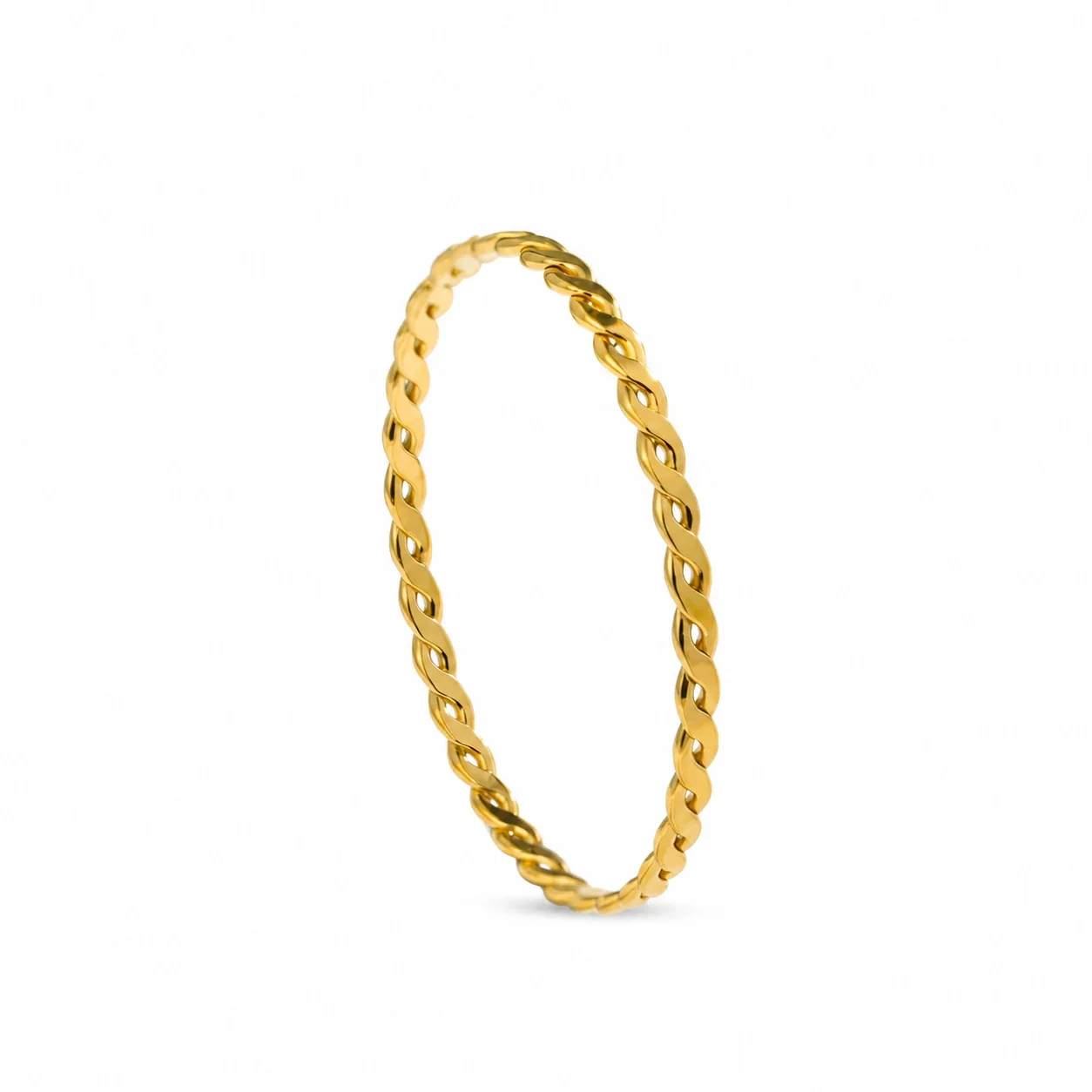 Twisted Slim Band Ring in Gold-Plated Stainless Steel