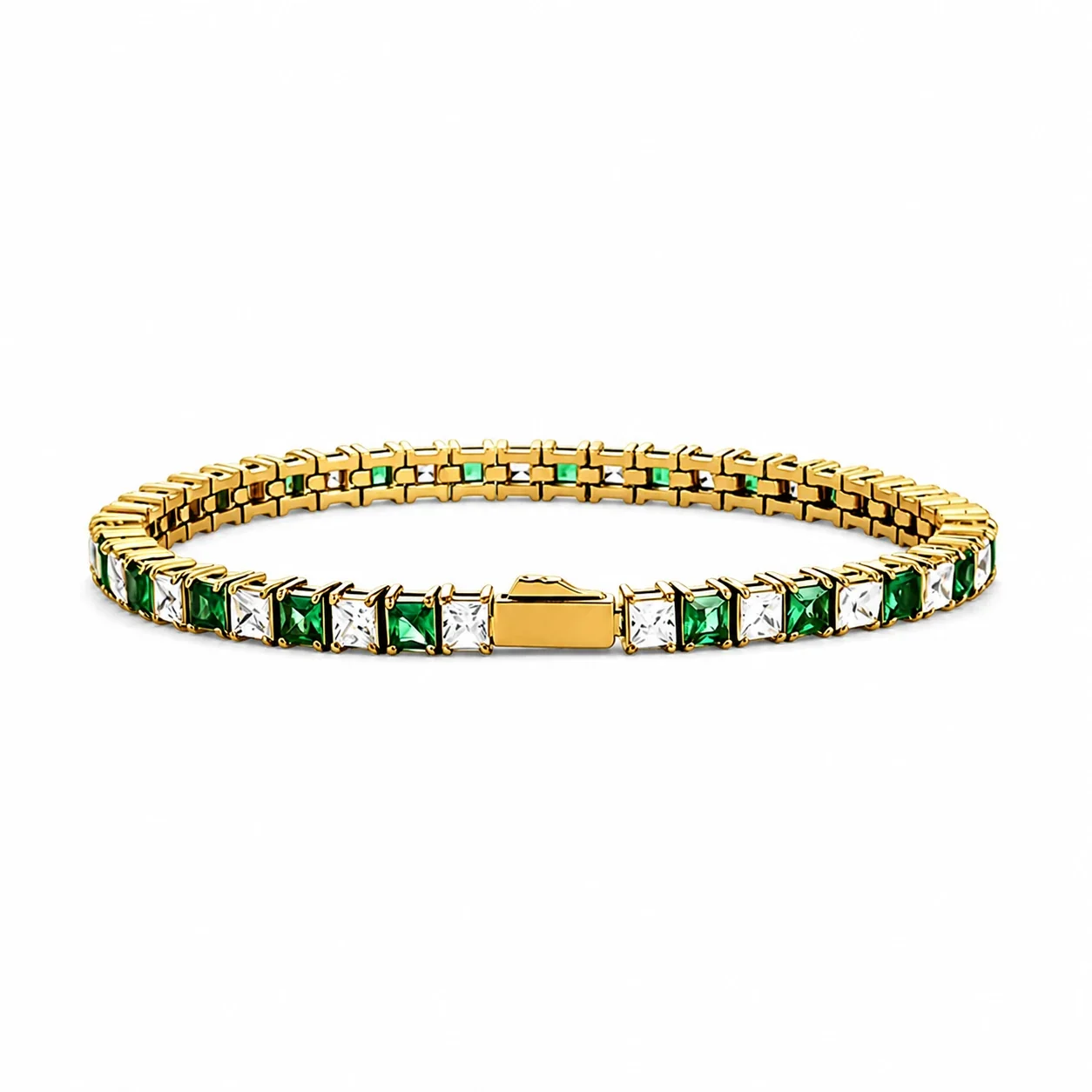 Refined 316 Stainless Steel Square CZ Tennis Bracelet