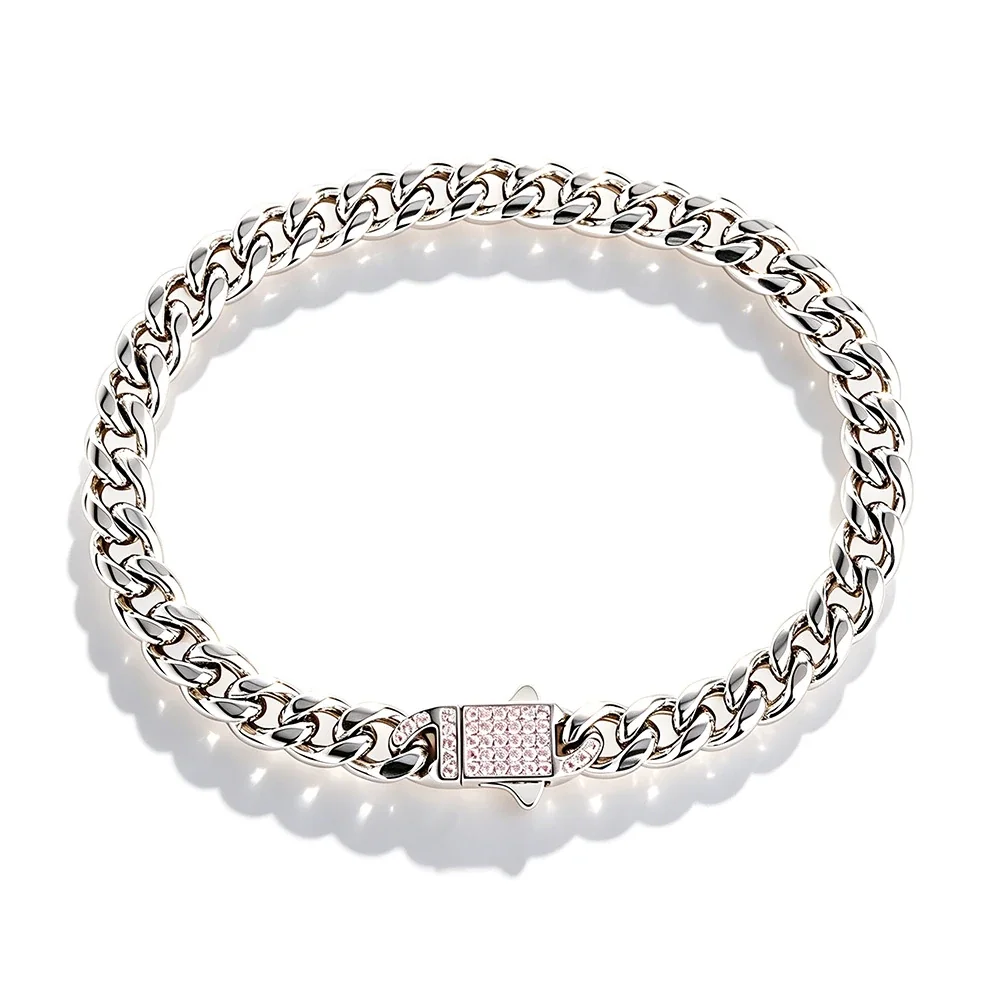 Bold 316 Stainless Steel Cuban Chain Bracelet with CZ Clasp
