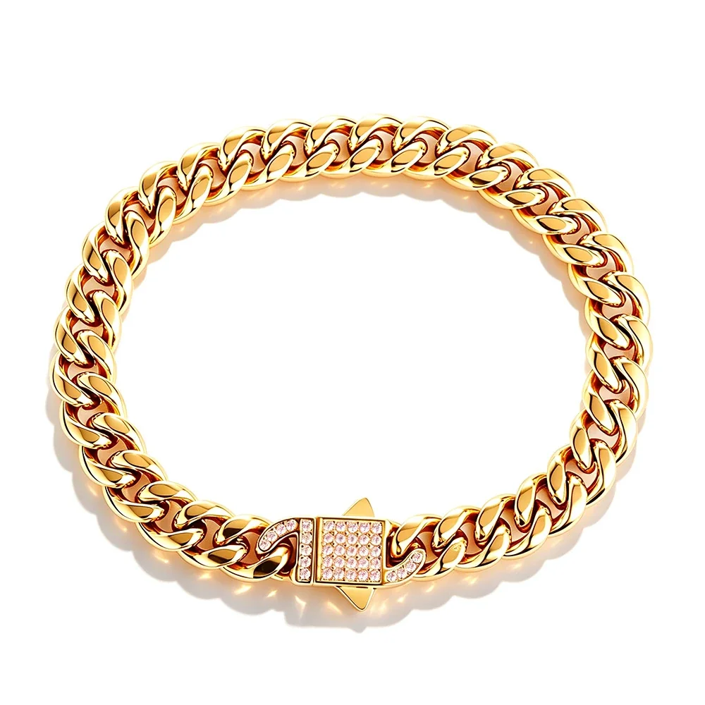 Bold 316 Stainless Steel Cuban Chain Bracelet with CZ Clasp