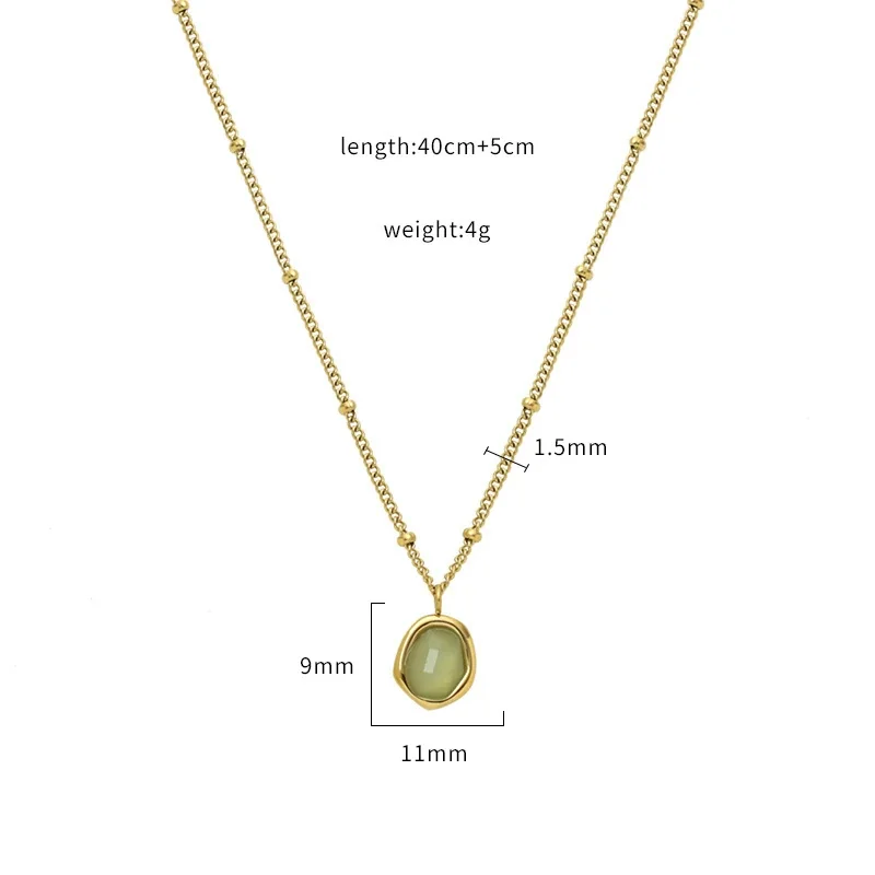 Oval Cat's Eye Pendant Necklace 316 Stainless Steel 18K Gold PVD - Gold