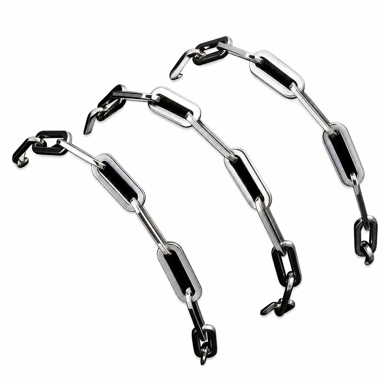 Polished Silver-Plated Stainless Steel Paperclip Chain