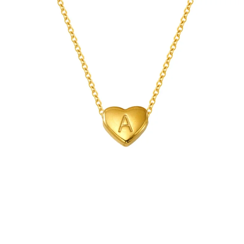 Polished Gold-Plated Heart Initial Cable Chain Necklace