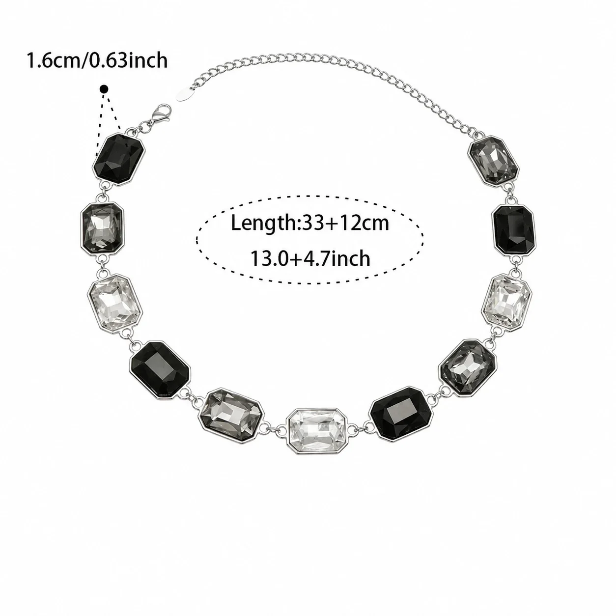 Opulent 18K Gold-Plated 316L Bezel-Set Crystal Jewelry Set - Gold Black Crystal 33+12 cm