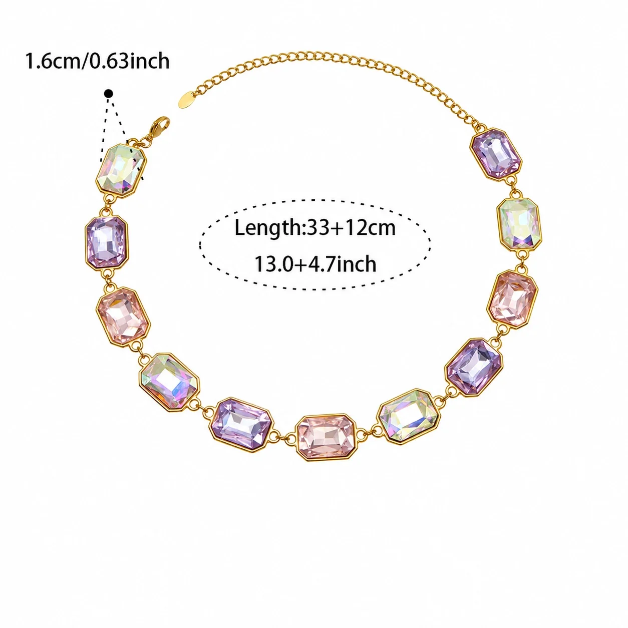 Opulent 18K Gold-Plated 316L Bezel-Set Crystal Jewelry Set - Gold AB White Crystal 33+12 cm