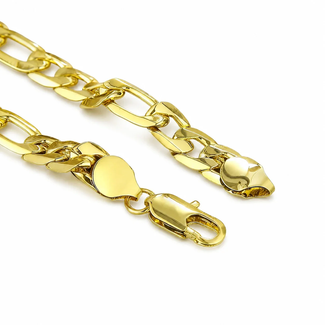 Bold Stainless Steel 14K Gold-Plated Figaro Chain Necklace
