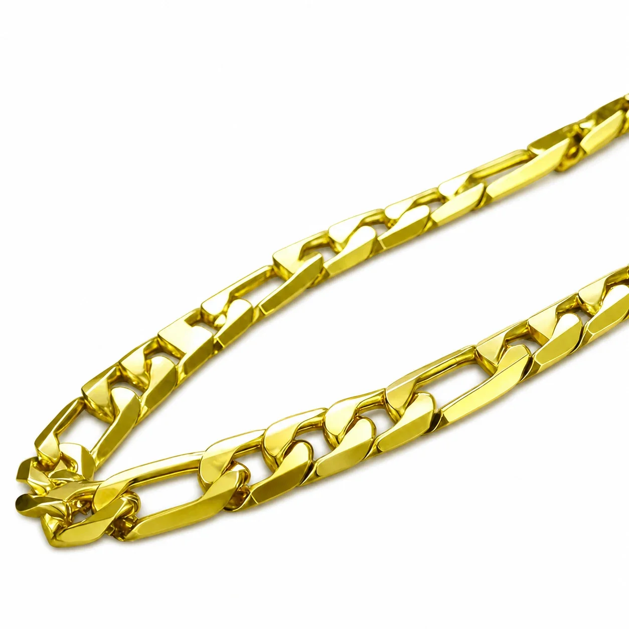 Bold Stainless Steel 14K Gold-Plated Figaro Chain Necklace