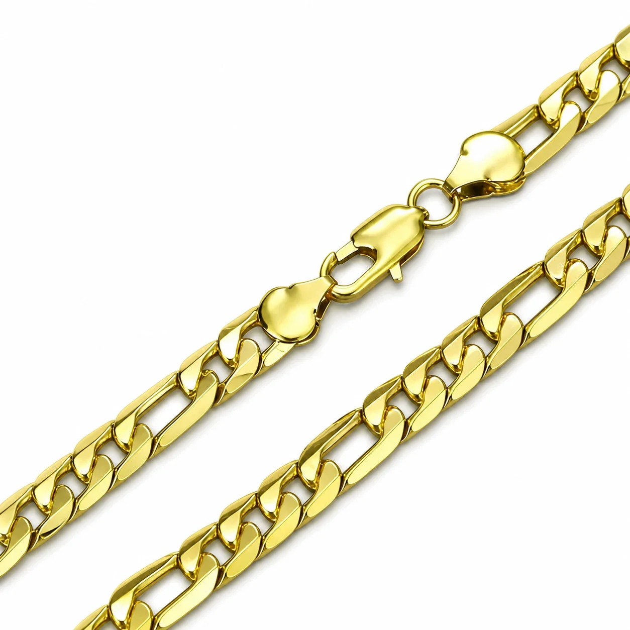 Bold Stainless Steel 14K Gold-Plated Figaro Chain Necklace