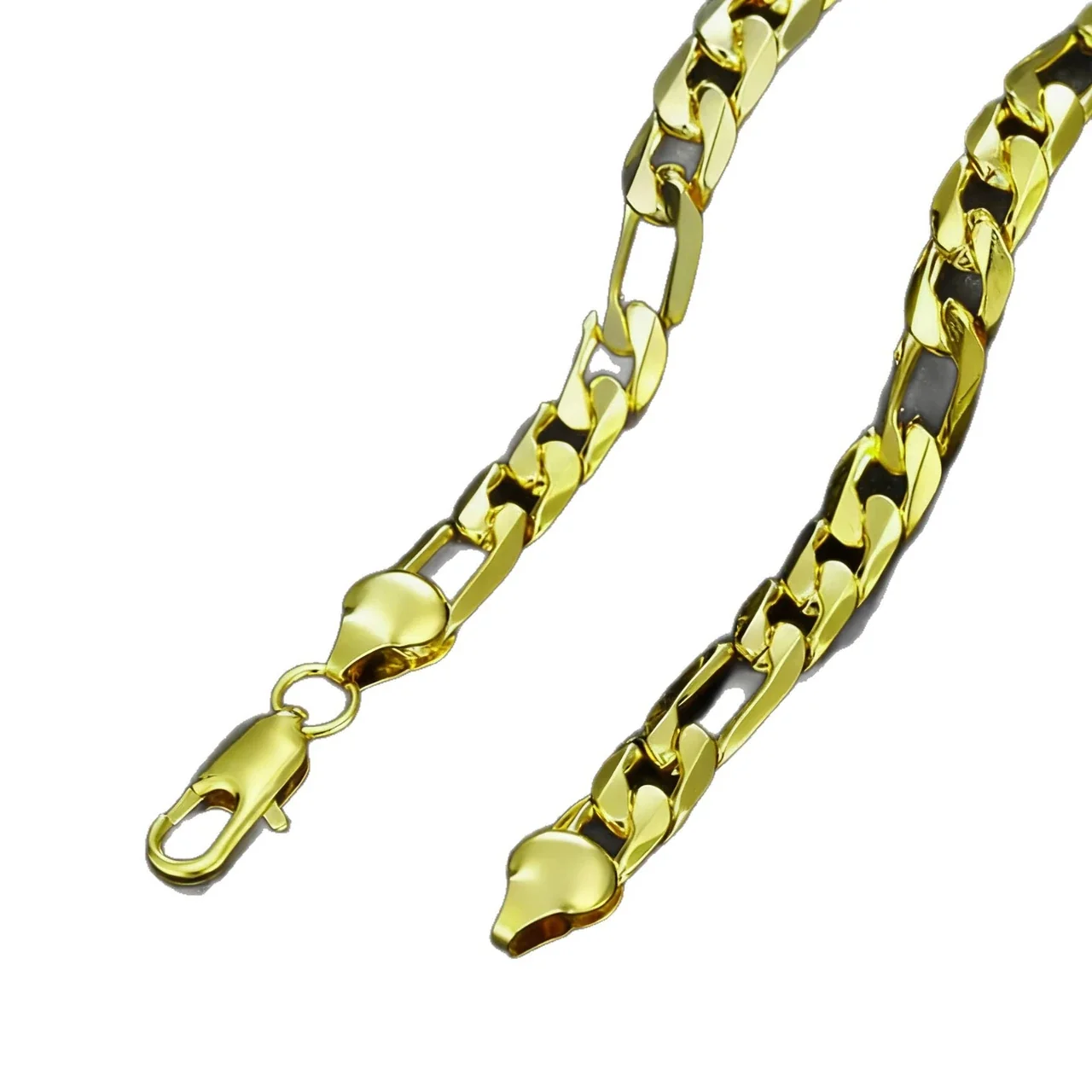 Bold Stainless Steel 14K Gold-Plated Figaro Chain Necklace