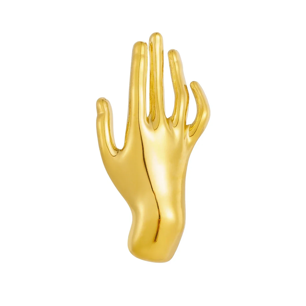 Hand Brooch with Raised Fingers in Polished Stainless Steel