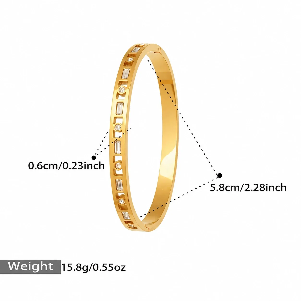 Bangle Bracelet Set Geometric Hinge Styles 18K Gold-Plated - Gold