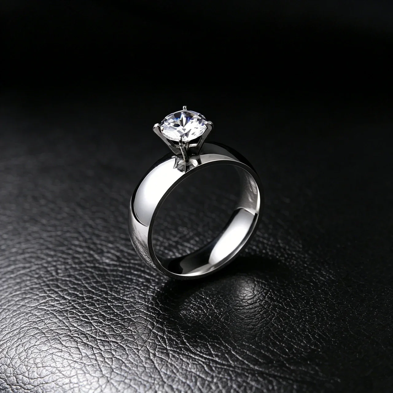 Foto del producto: Anillo solitario, banda lisa de 6 mm, acero inoxidable