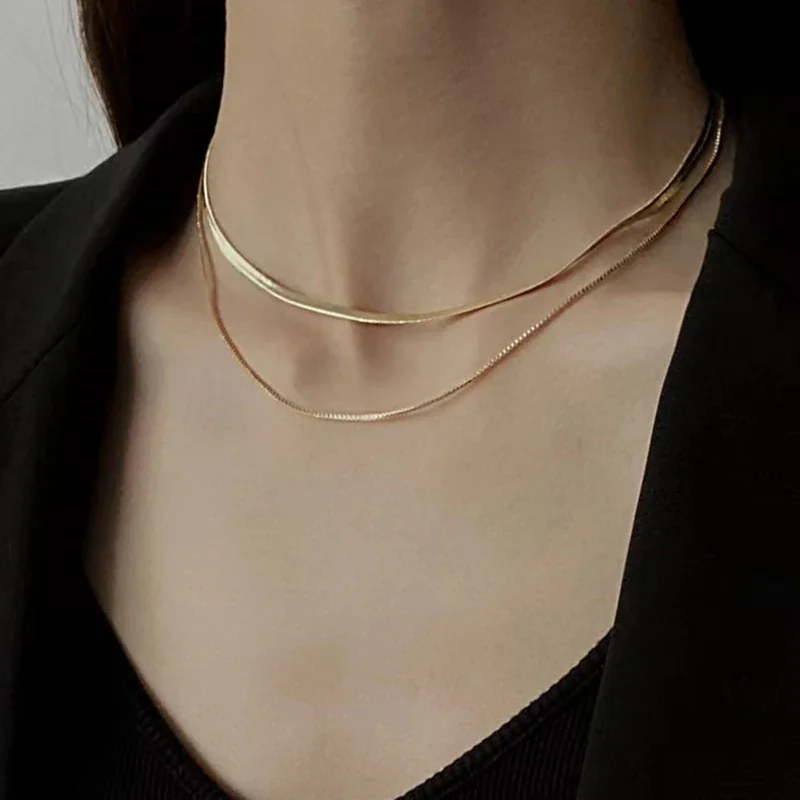 Slangenketting, enkel of gelaagd van roestvrij staal productfoto