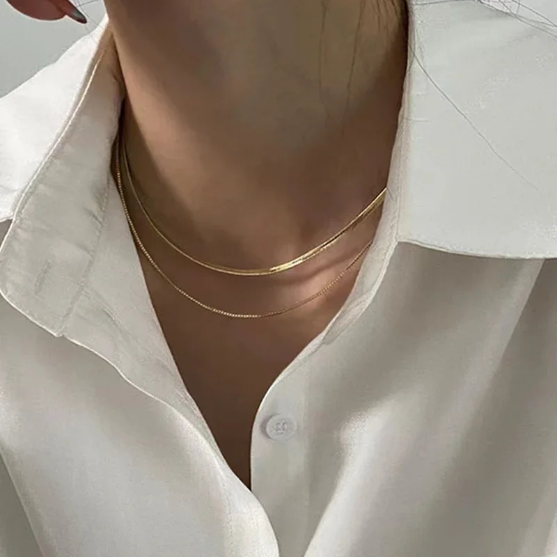 Slangenketting, enkel of gelaagd van roestvrij staal productfoto
